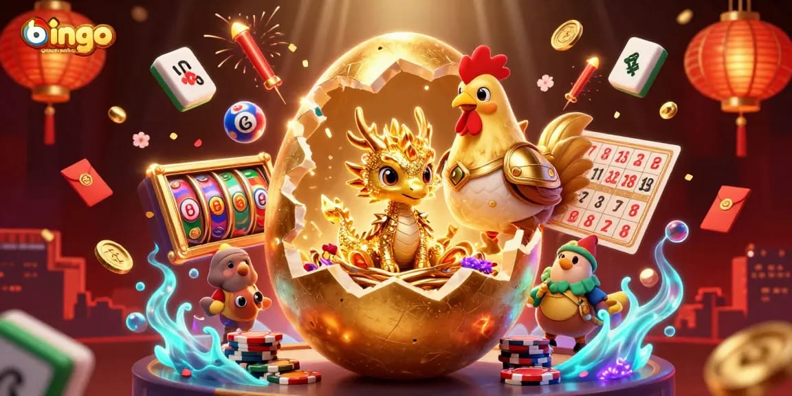 Bingo-game-online features a captivating dragon and poker chips scene with dynamic game elements, showcasing excitement in gaming.