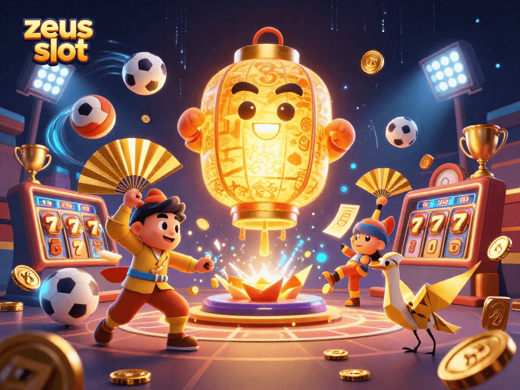 Menggali kemenangan besar di zeus slot dengan suasana kasino malam yang dramatis.