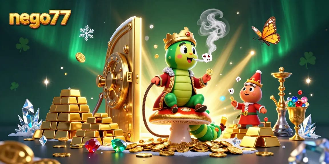 Experience thrilling action with nego77 in a vibrant casino scene featuring a hookah-master and treasures.