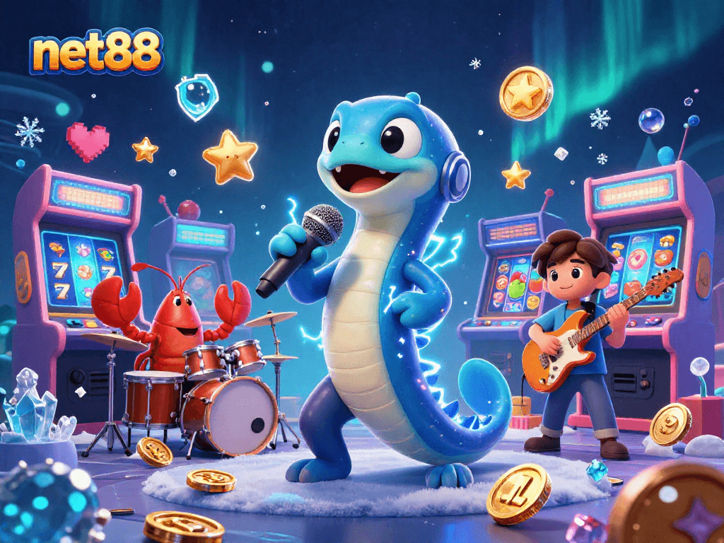 Experience the thrilling net88 underwater casino with the electric eel DJ and vibrant game elements.