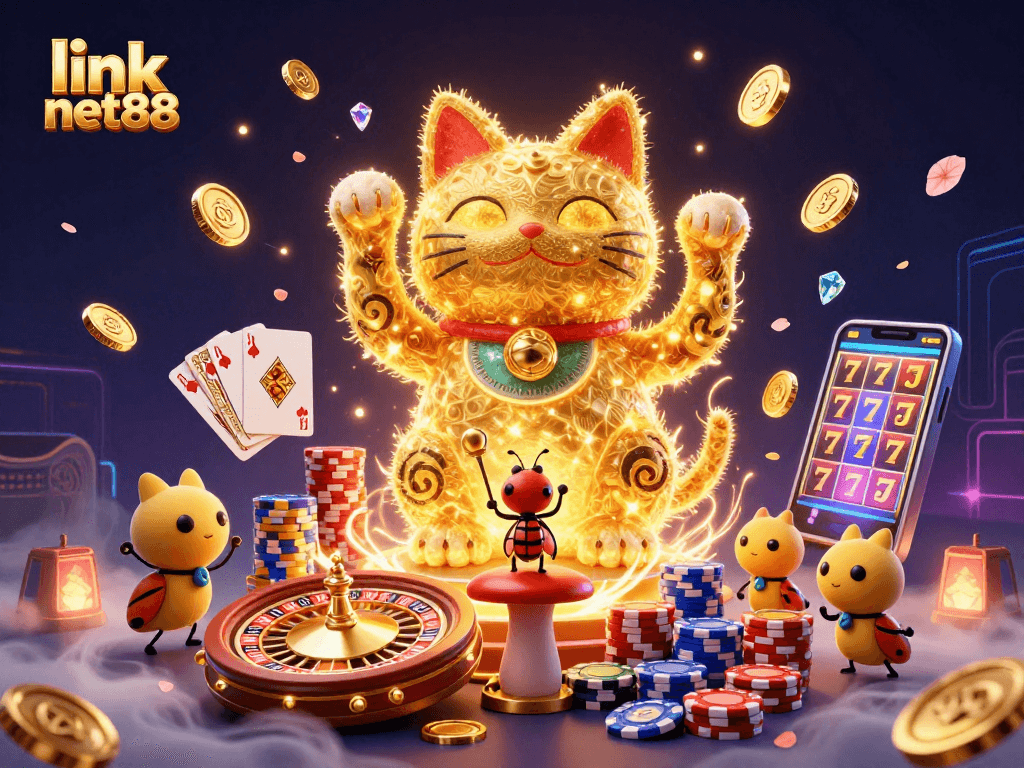 Play exciting games at link net88 with vibrant casino symbols and dynamic interactive elements.