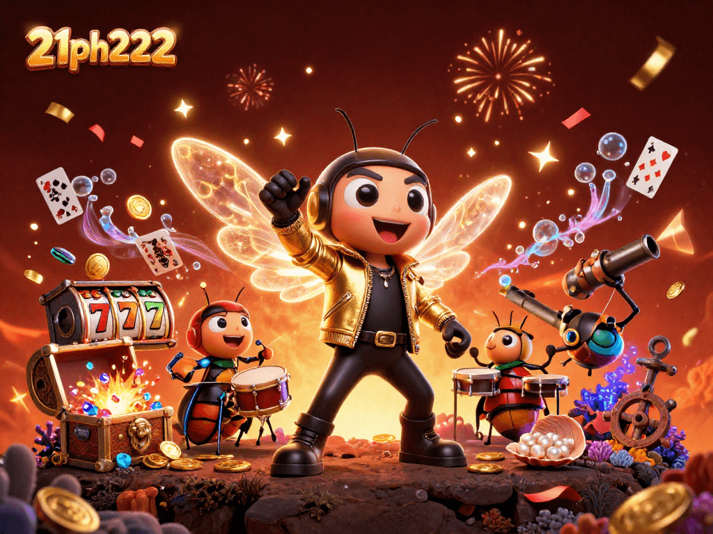 Engage with 21ph222's vibrant 3D casino world featuring dynamic characters and betting action.
