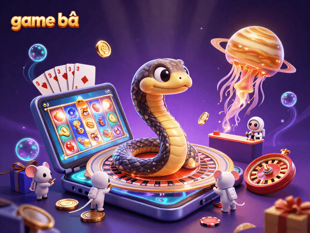 Experience game bài as astronaut mice bet on a cosmic roulette wheel with a golden jellyfish dealer.