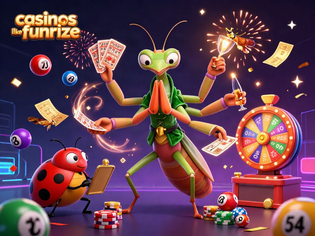 Engage in exciting gaming action at casinos like funrize with our colorful, vibrant illustration.