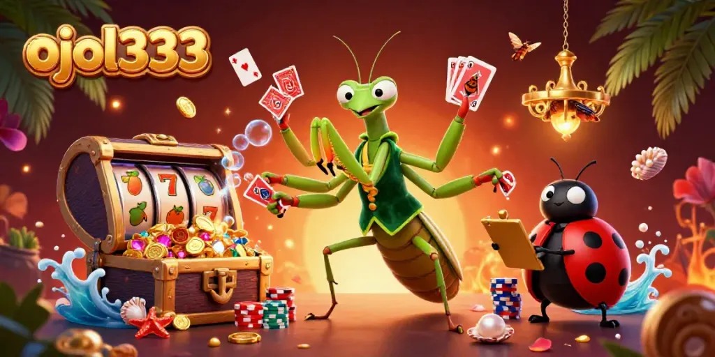 Engage with ojol333's dynamic online slots scene featuring colorful game elements and vibrant characters.