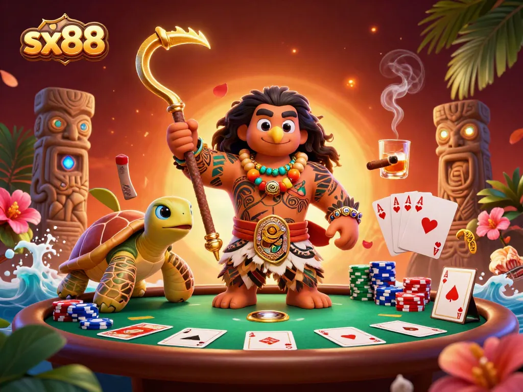 Experience excitement with sx88's vibrant poker scene featuring a demigod hawk and vibrant game elements.