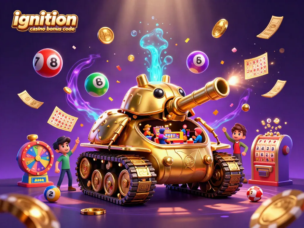 Experience winning with Ignition Casino Bonus Code and vibrant gaming elements in an exciting 3D scene.