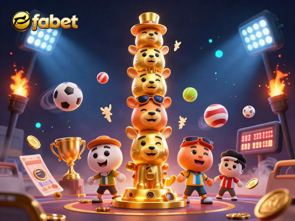 Engage in the thrilling world of fabet with vibrant sports betting elements in a dynamic scene.