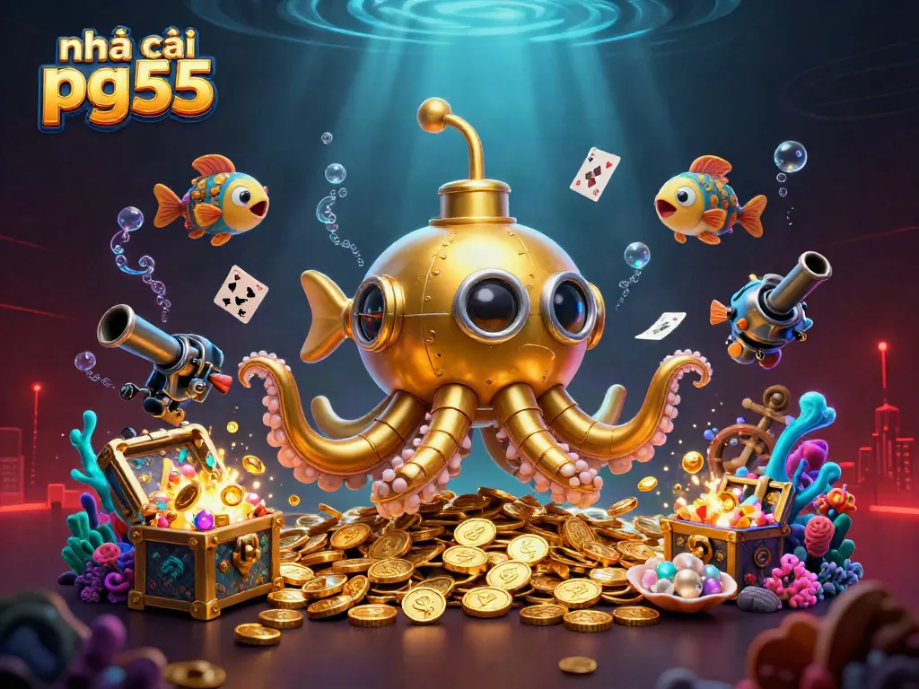 Win big at nhà cái pg55 with this vibrant, detailed underwater casino scene featuring rich visuals and dynamic elements.