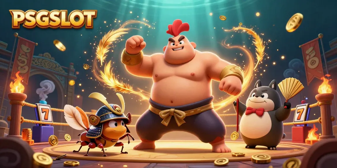 Engage with PSGSLOT as powerful characters battle in a dynamic casino scene filled with excitement.