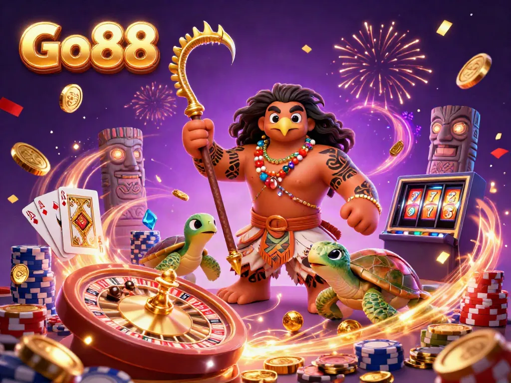 Experience the thrill of Go 88 with our vibrant casino scene featuring dynamic gambling elements.