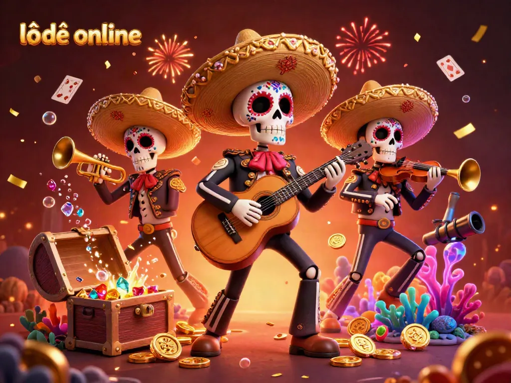Experience lô đề online excitement with a vibrant mariachi band playing amidst treasure and confetti.