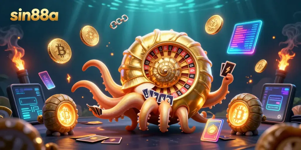 Engage with sin88a by exploring vibrant games and crypto elements in a 3D casino scene.