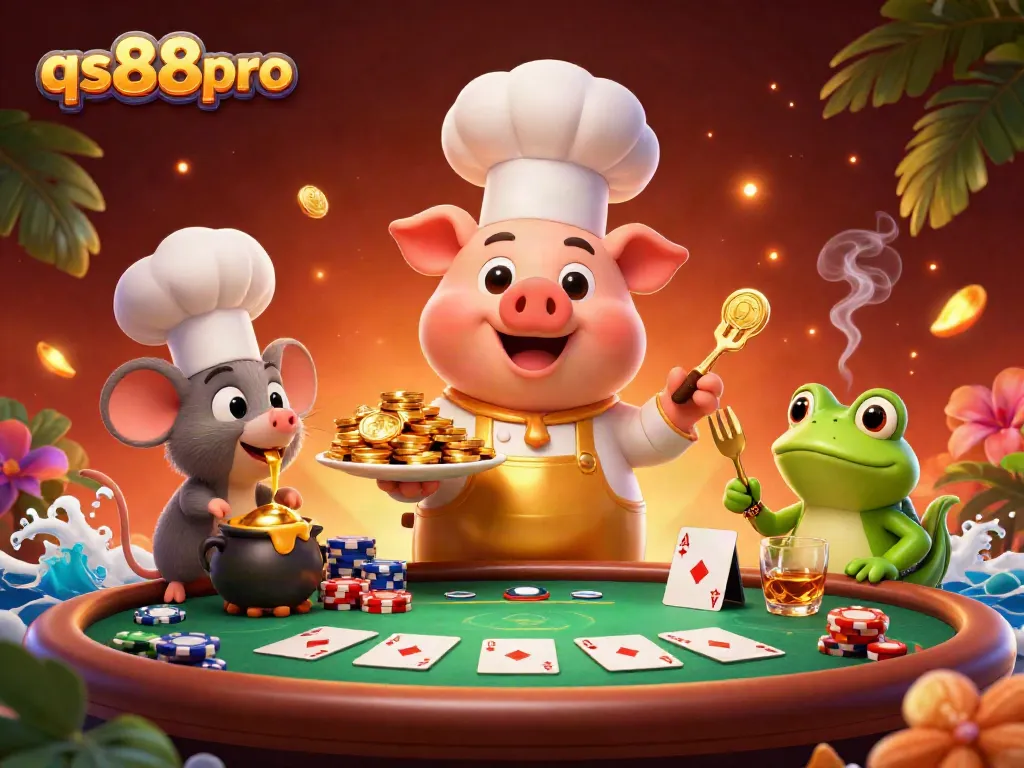Experience high-stakes thrills at qs88pro with a gourmet gold coin feast at the poker table.