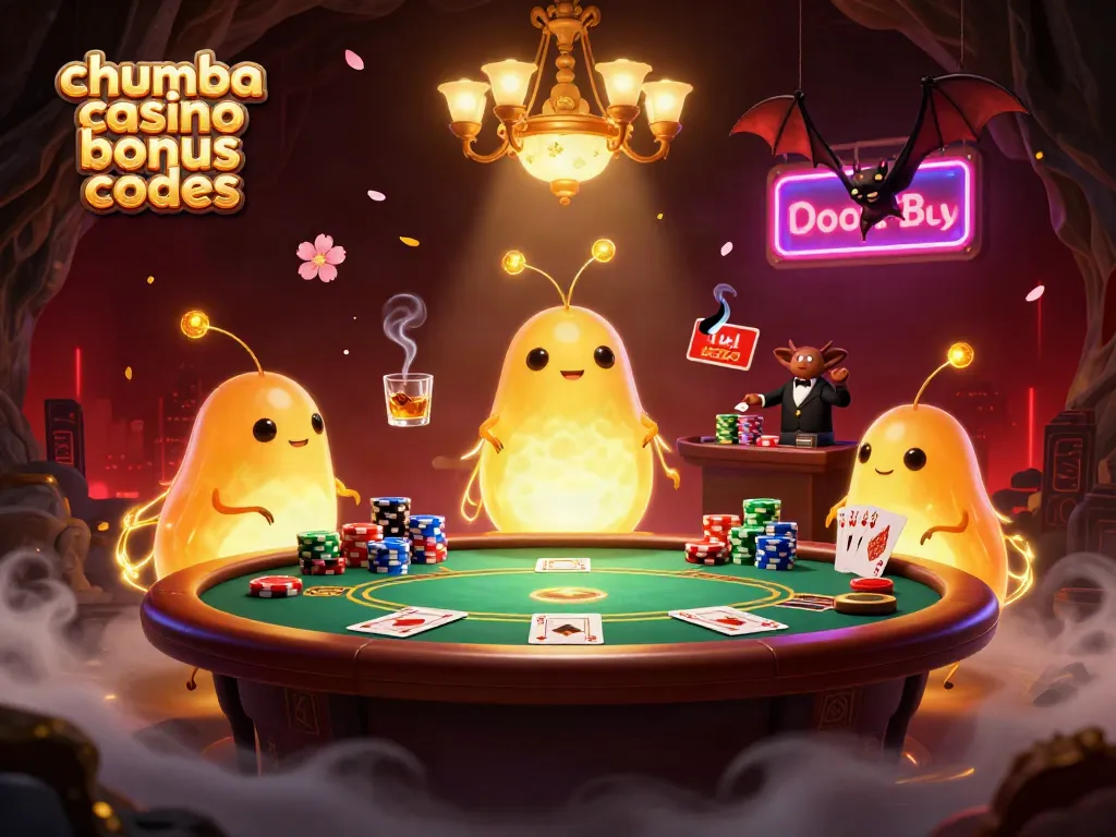 Play and win at Chumba Casino Bonus Codes with glowing glowworms in a vibrant cave casino scene.
