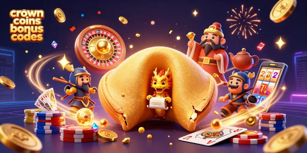 Crown coins bonus codes reveal exciting casino free offers with golden treasures and festive animations.