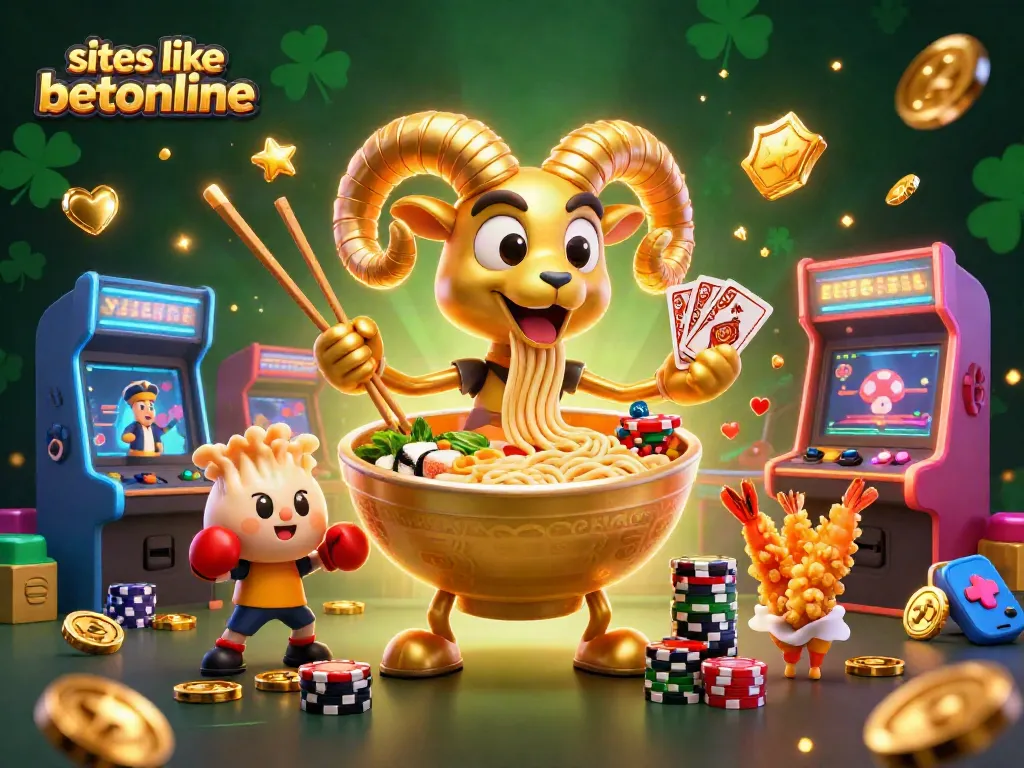Engage with top sites like betonline in an immersive cartoon casino scene full of vibrant characters.