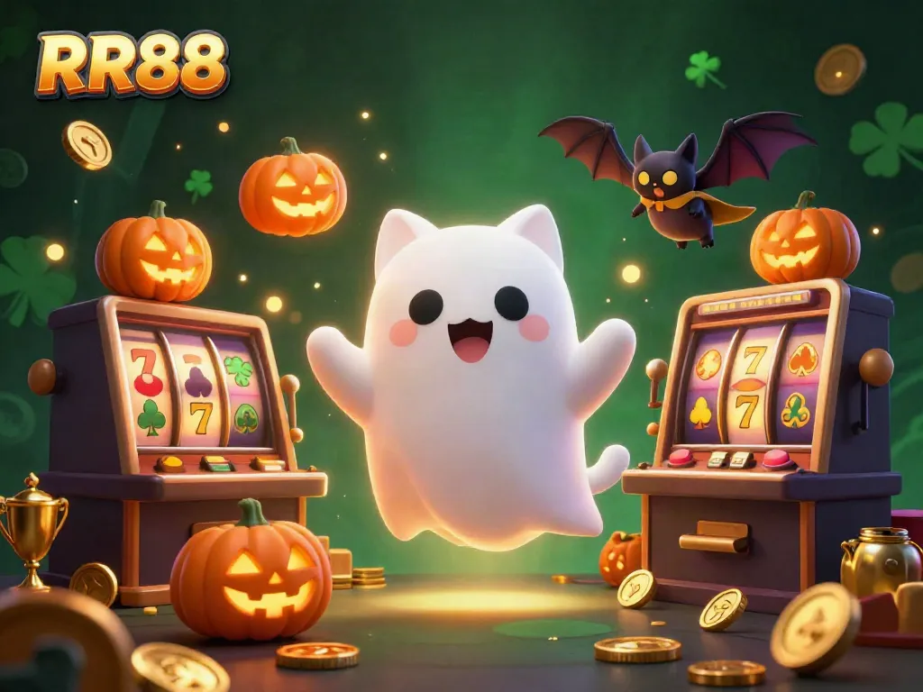 Engage with RR88's thrilling casino adventure featuring dynamic ghost cat and glowing jackpots.