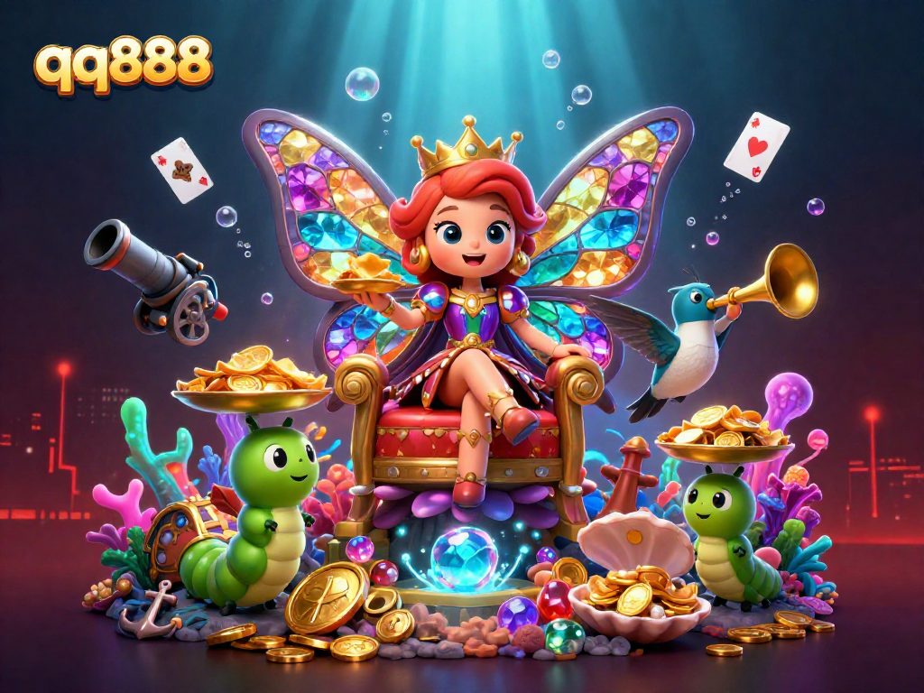 Engage with the vibrant world of qq888, featuring dynamic casino elements and charming characters.