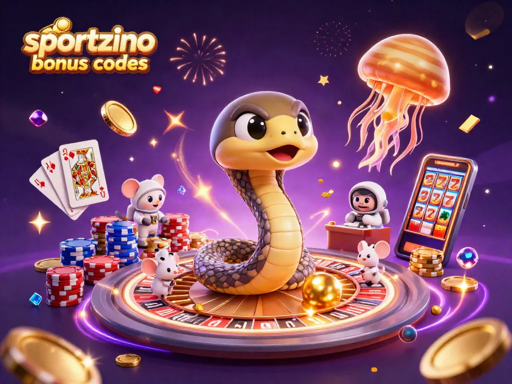 Engage in winning strategies with Sportzino bonus codes featuring vibrant 3D gaming scene.