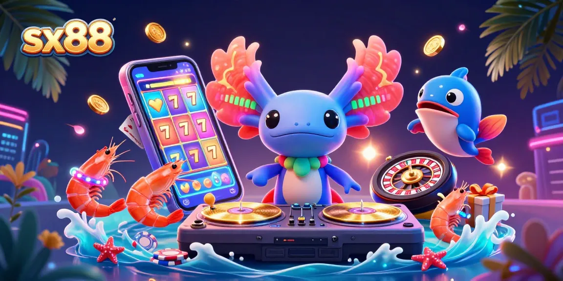 Experience the excitement of sx88 with vibrant characters and casino elements in this dynamic scene.