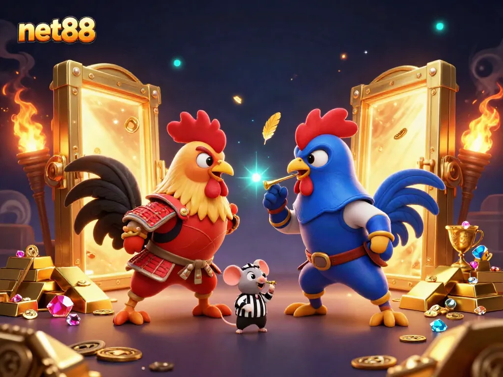 Engage with net88's thrilling online gaming scene dominated by fierce roosters and golden treasures.