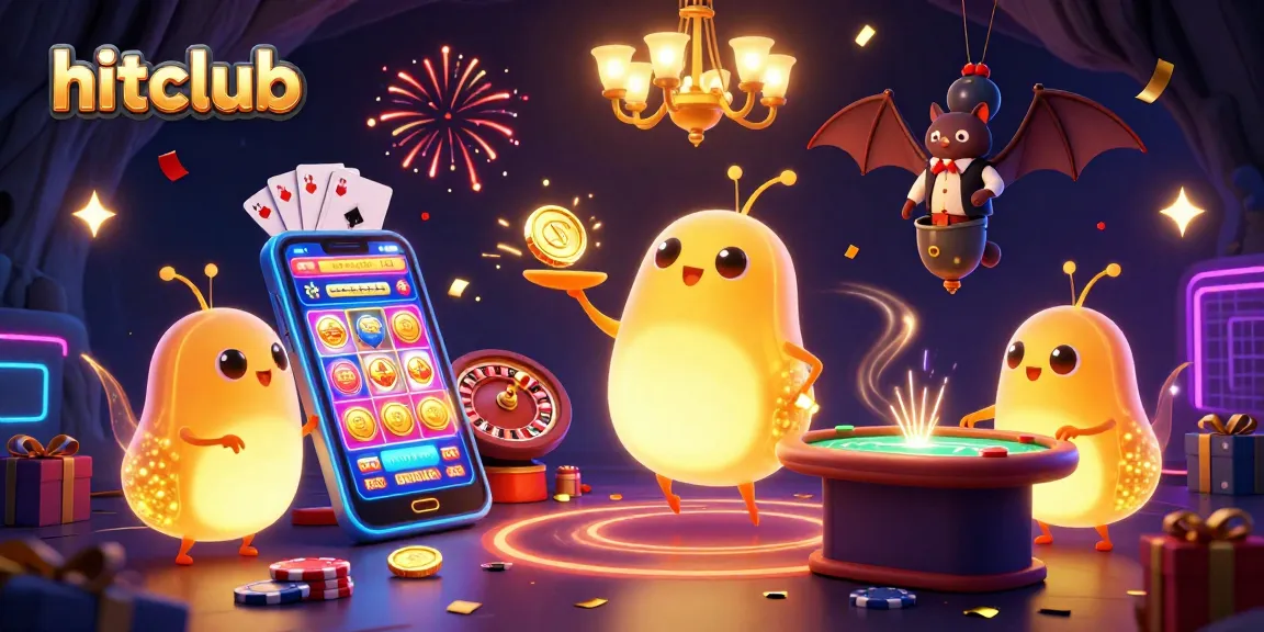 Hitclub glows bright with cartoon glowworms and a bat dealer lighting up the casino scene.