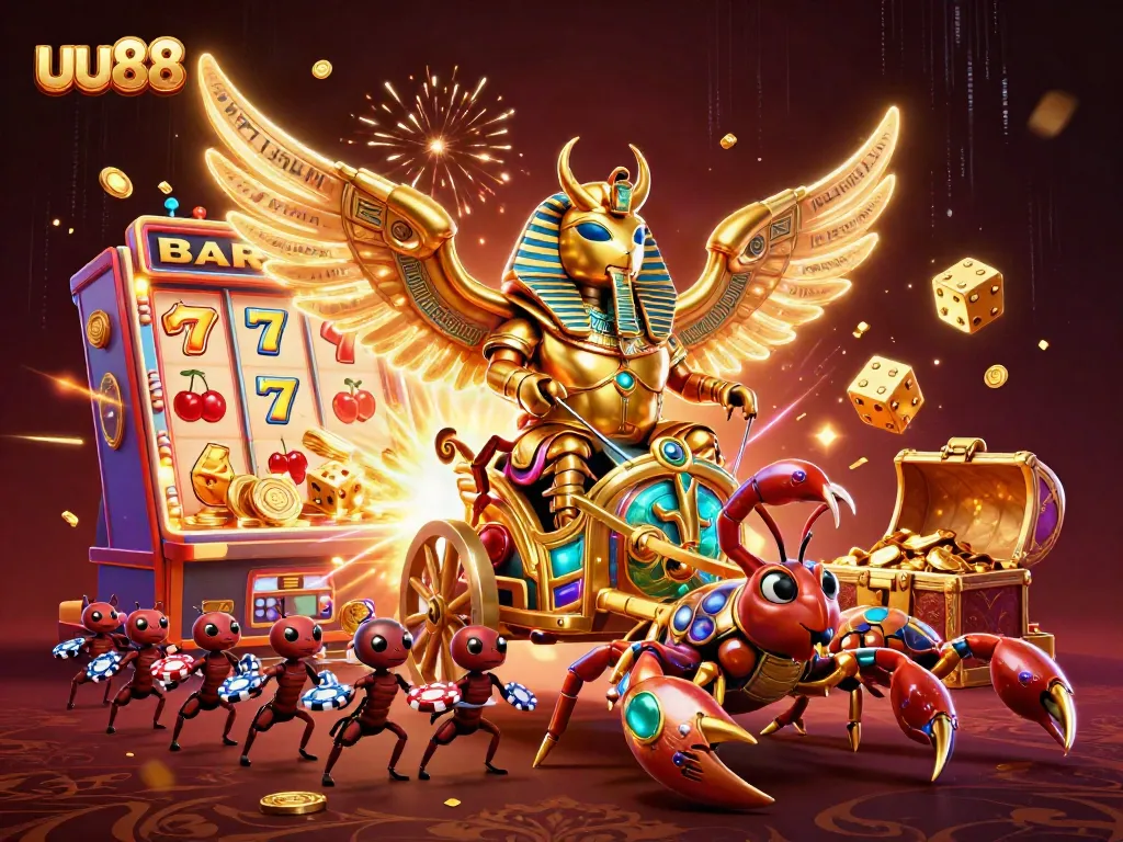 Experience thrilling wins at uu88 with a dynamic 3D casino scene featuring stunning characters and games.