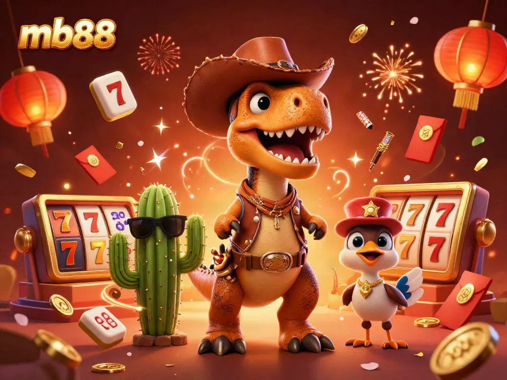 Enjoy thrilling gaming experiences with mb88, featuring a vibrant scene of characters amidst exciting casino elements.