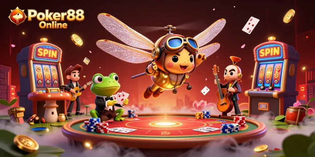 Experience thrilling gameplay with Poker88 Online, featuring dynamic poker tables and vibrant characters.
