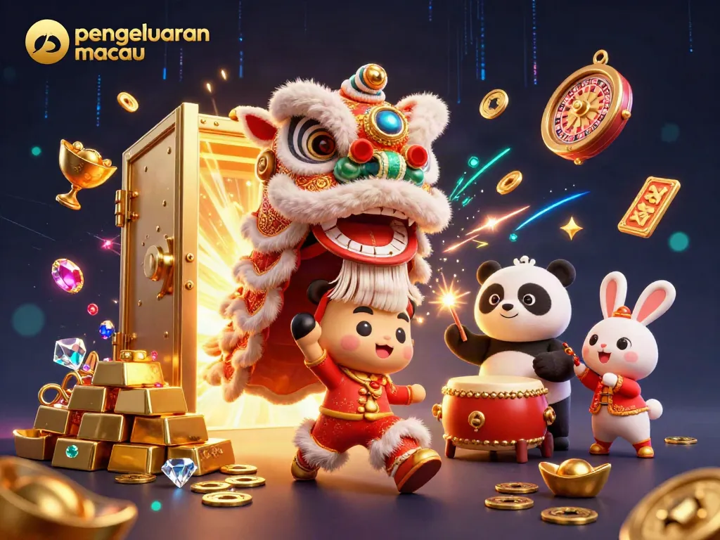 Experience the excitement of pengeluaran macau with lively characters in a vibrant casino scene.