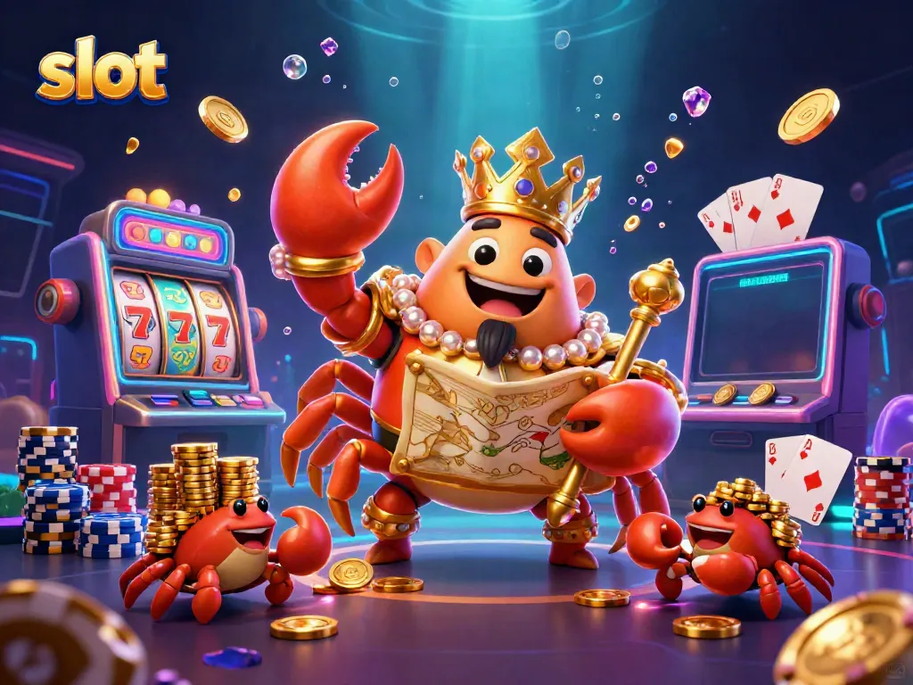 Spin the slot reels with a golden crab emperor and his treasure-filled adventure.
