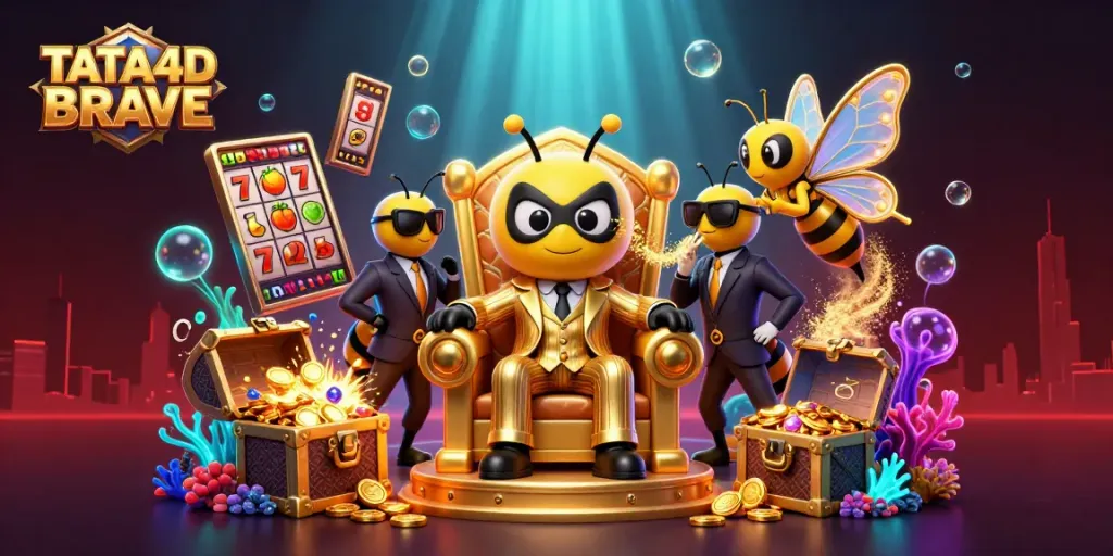 Engage with TATA4D BRAVE and experience the excitement of thrilling slot games in a vibrant casino scene.