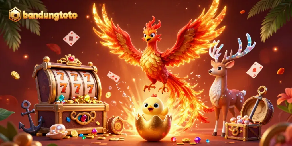 Experience thrilling gameplay at bandungtoto with a vibrant casino-themed spectacle featuring iconic symbols and dynamic characters.