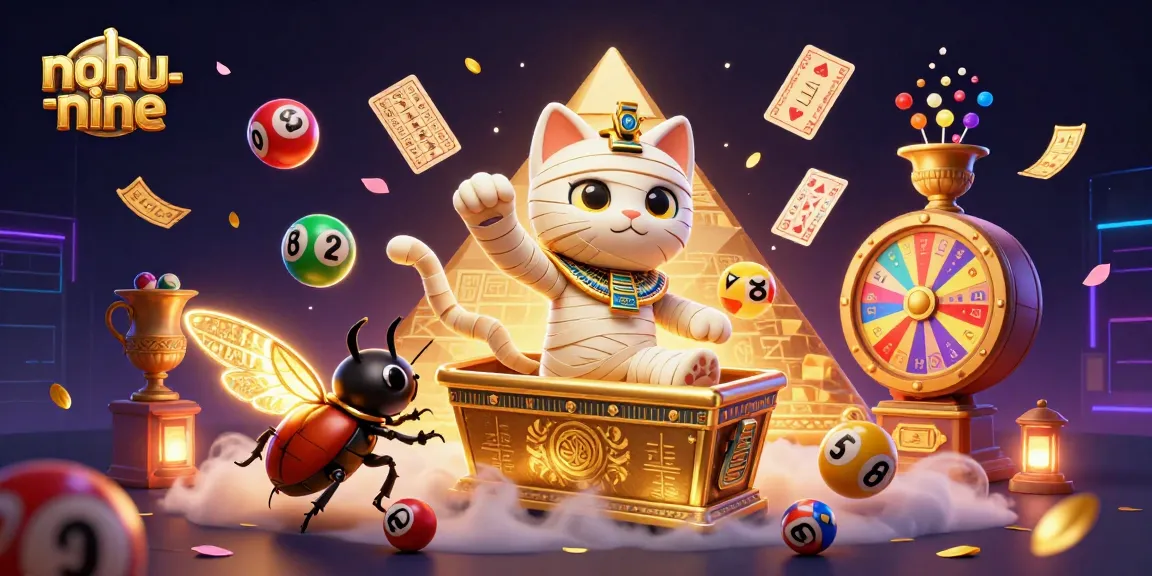 Engage in thrilling nohu-nine gameplay with festive 3D characters bursting from a pyramid casino.
