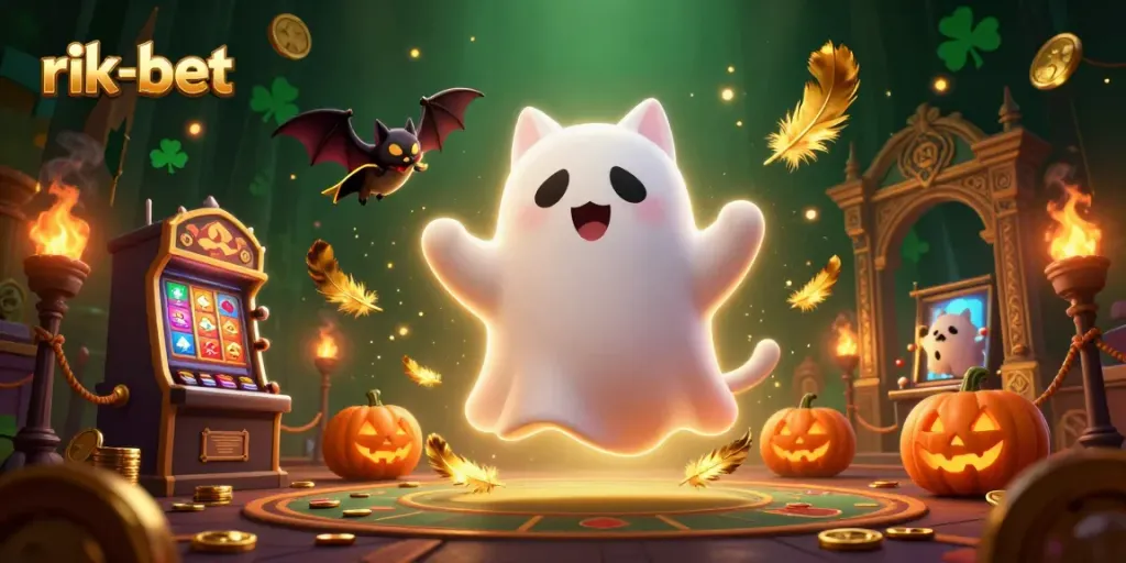 Win big at rik-bet with the ghost cat and vampire bat in a haunted casino