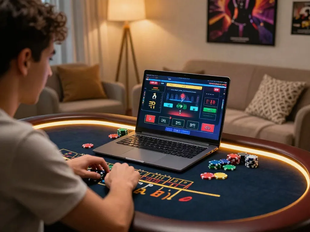 A player engaged in akunjp online gaming, focused on a lively live dealer blackjack game.