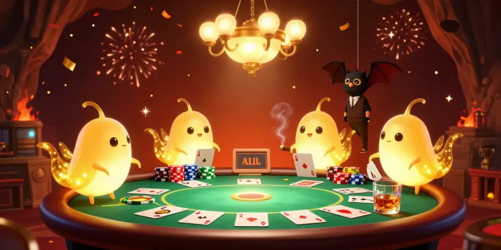 Experience thrilling gameplay with sin88 at a vibrant cave casino illuminated by glowworms and a bat dealer.