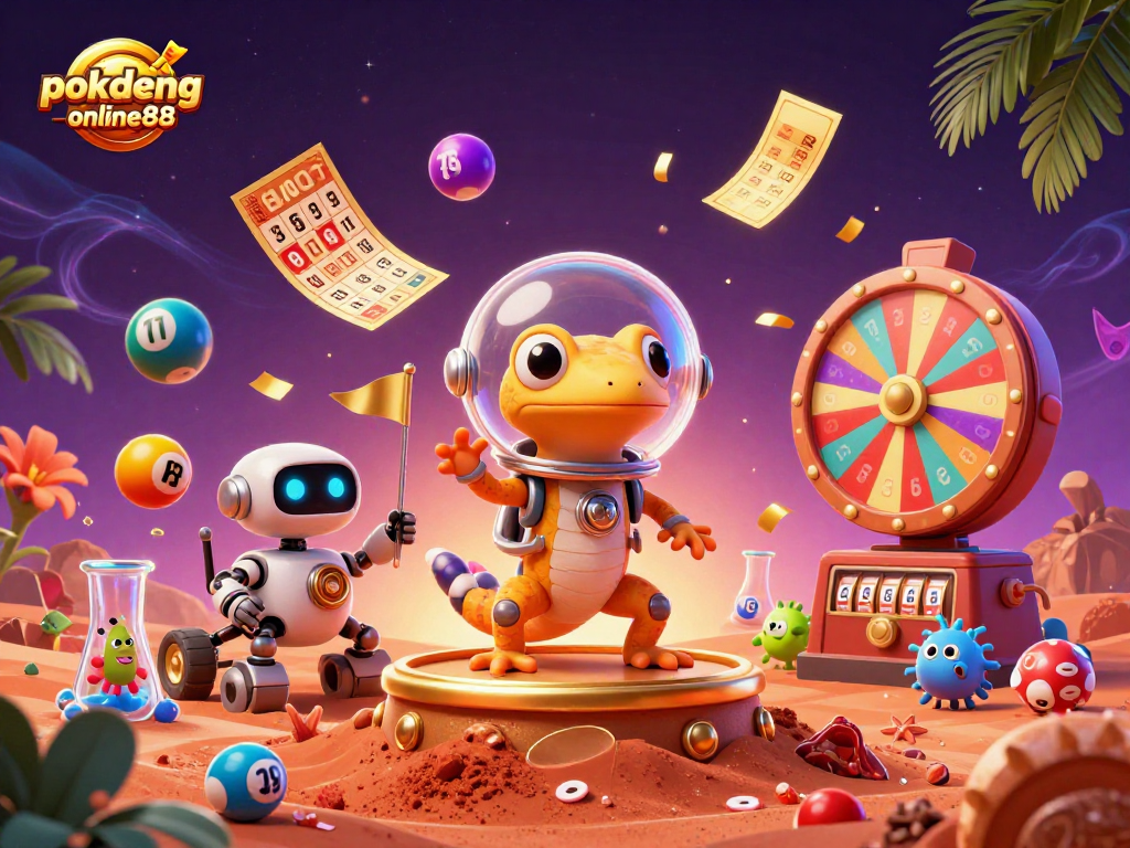Experience the excitement of pokdeng-online88 with Martian gecko discovering a golden casino.